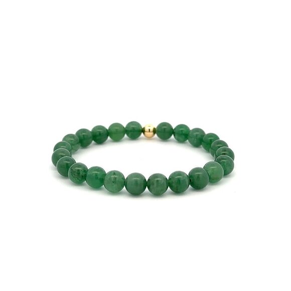 Natural Aventurine Gemstones 6mm Stretchable Bracelet 18k Gold Bead Charm - Picture 4 of 4